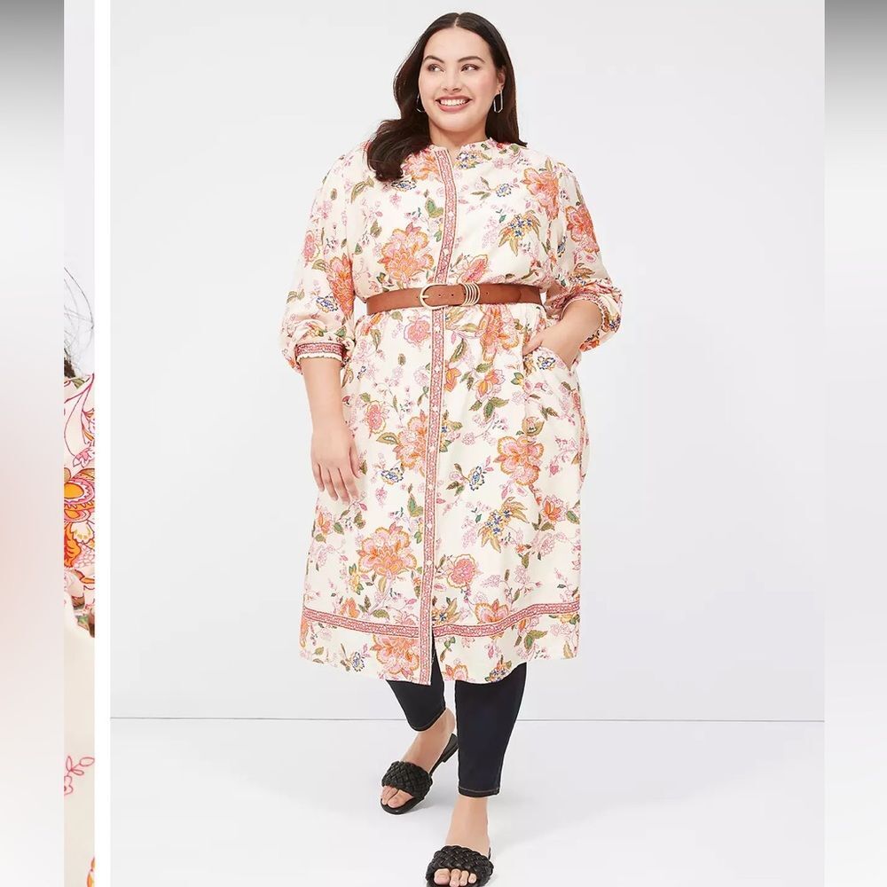 Lane Bryant Long-Sleeve Midi Shirt Overpiece Dress Size 14 - Picture 4 of 16